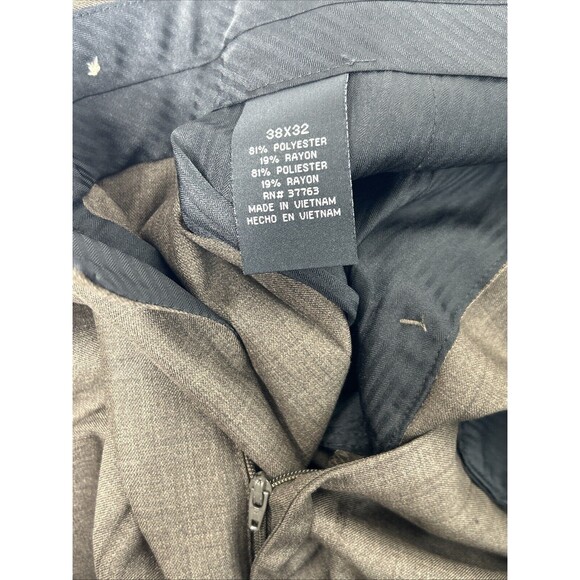 Axist Dress Pant Mens 38x32 Brown No Iron Premium Pleated Tailored Straight NWT - Picture 2 of 5